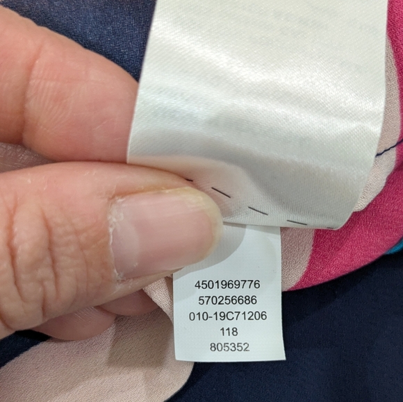 Chico's Multicolor Striped Chiffon Button Down Blouse Collared Long Sleeve 12/14 - Picture 11 of 11